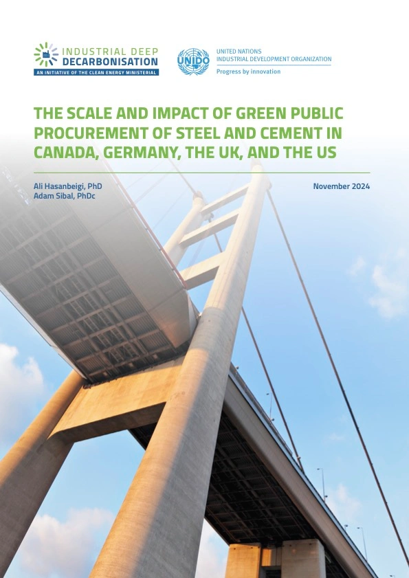 FINAL_The Scale and Impact of Green Public Procurement of Steel and Cement he UK, and the US report cover